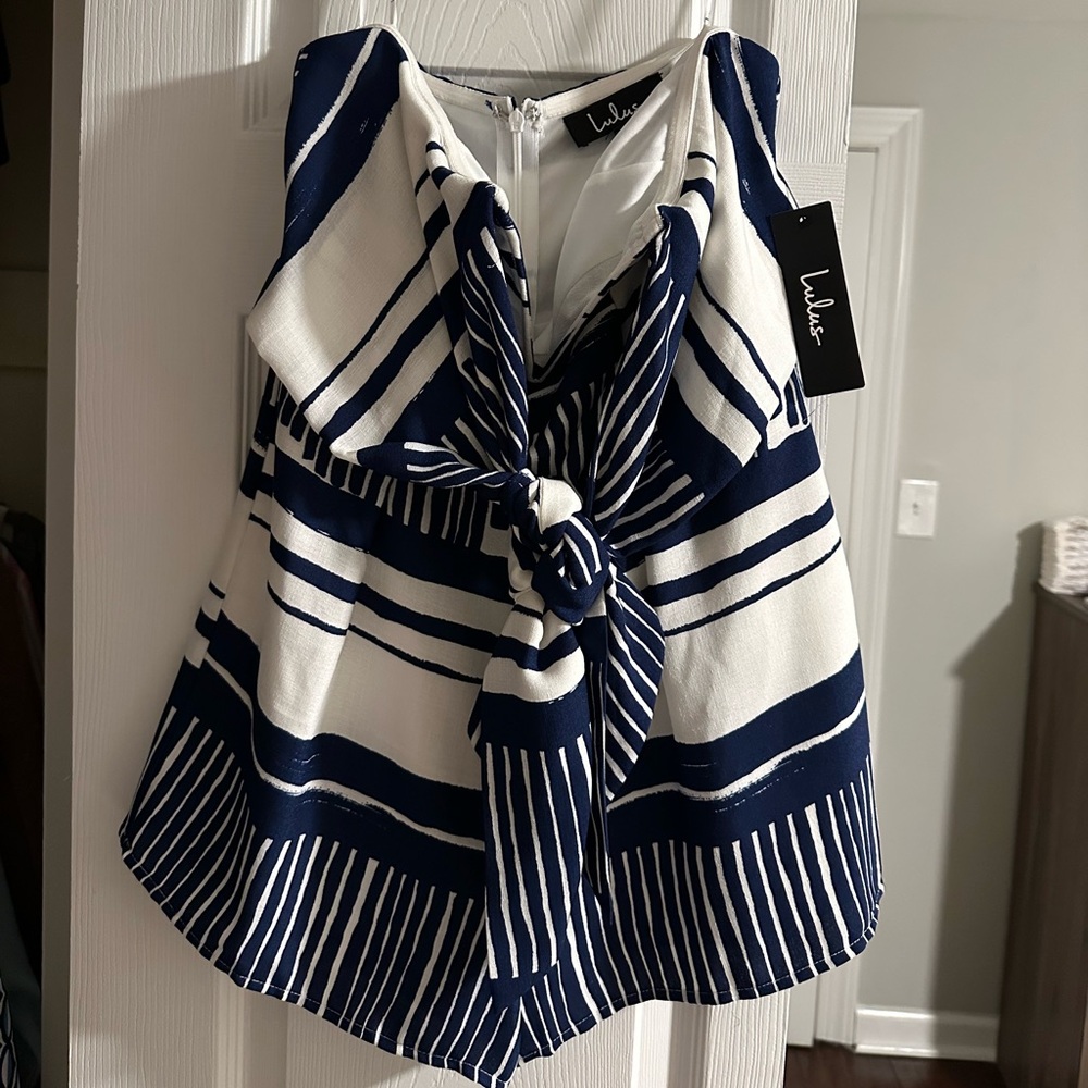 Lulu's Navy and White Striped Women's Romper